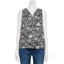 Women's Sonoma Goods For Life® V-Neck Tank -Sonoma Clothing Store 5297402 Black White Floral