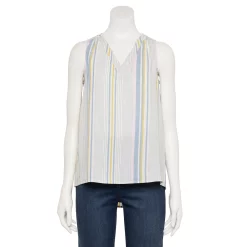 Women's Sonoma Goods For Life® V-Neck Tank -Sonoma Clothing Store 5297402 Blue Mixed Stripe