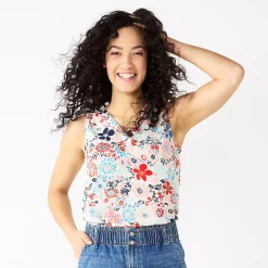 Women's Sonoma Goods For Life® V-Neck Tank -Sonoma Clothing Store 5297402 Red Blue Multi Floral