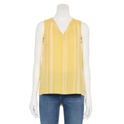 Women's Sonoma Goods For Life® V-Neck Tank -Sonoma Clothing Store 5297402 Yellow Mixed Stripe
