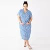 Plus Size Sonoma Goods For Life® Button Front Midi Shirt Dress -Sonoma Clothing Store 5317244 Indigo Quilt