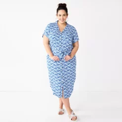 Plus Size Sonoma Goods For LifeĀ® Button Front Midi Shirt Dress