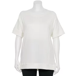 Plus Size Sonoma Goods For Life® Supersoft Short Sleeve Tunic -Sonoma Clothing Store 5341517 Polar Beige