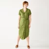 Women's Sonoma Goods For Life® Button Front Midi Shirt Dress -Sonoma Clothing Store 5345259 Olive