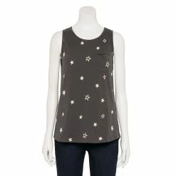Women's Sonoma Goods For Life® High-Neck Tank -Sonoma Clothing Store 5467284 Grey White Stars