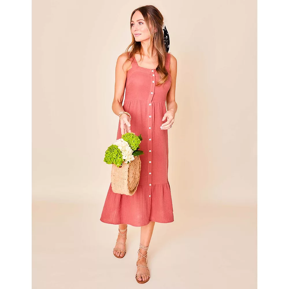Women's Sonoma Goods For Life® x Lauren Lane Button Front Flounce Dress 6 Women's Sonoma Goods For Life® x Lauren Lane Button Front Flounce Dress - Image 4