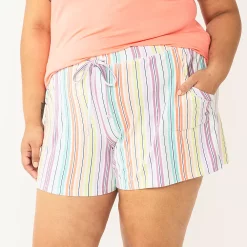 Plus Size Sonoma Goods For Life® Pajama Shorts -Sonoma Clothing Store 5490355 White Rainbow Stripe