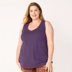 Plus Size Sonoma Goods For Life® V-Neck Swing Tank -Sonoma Clothing Store 5497118 Jolly Purple