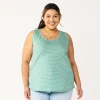 Plus Size Sonoma Goods For Life® V-Neck Swing Tank -Sonoma Clothing Store 5497118 Teal Stripe