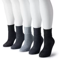 Women's Sonoma Goods For Life® 5-Pack Neutral Color Cuffed Crew Socks -Sonoma Clothing Store 5497543 Gray Heather