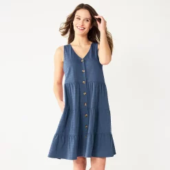 Women's Sonoma Goods For Life® Sleeveless Tiered Knit Dress -Sonoma Clothing Store 5501602 Midnight Blue