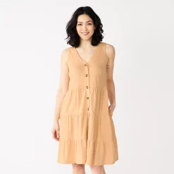 Women's Sonoma Goods For Life® Sleeveless Tiered Knit Dress -Sonoma Clothing Store 5501602 Peach