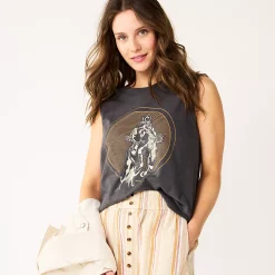 Women's Sonoma Goods For Life® Muscle Graphic Tank -Sonoma Clothing Store 5504455 Gray Cowboy