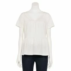 Women's Sonoma Goods For Life® Tiered V-Neck Top -Sonoma Clothing Store 5508144 Cream White