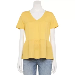 Women's Sonoma Goods For Life® Tiered V-Neck Top -Sonoma Clothing Store 5508144 Yellow