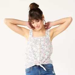 Women's Sonoma Goods For Life® Tie-Hem Squareneck Tank -Sonoma Clothing Store 5510685 Multi Color Floral