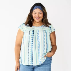 Plus Size Sonoma Goods For Life® Short Sleeve Yoke Front Top