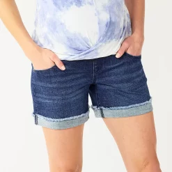 Maternity Sonoma Goods For Life® Over-The-Belly Panel Jean Shorts -Sonoma Clothing Store 5514842 Dark Wash