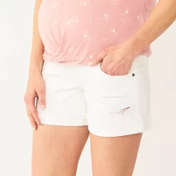 Maternity Sonoma Goods For Life® Over-The-Belly Panel Jean Shorts -Sonoma Clothing Store 5514842 Vital White