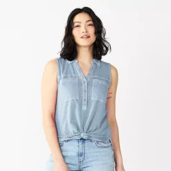 Women's Sonoma Goods For Life® Popover V-neck Utility Tank -Sonoma Clothing Store 5522895 Dusty Blue