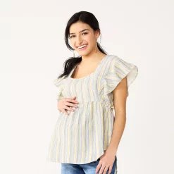 Maternity Sonoma Goods For Life® Squareneck Ruffle Top 11 Maternity Sonoma Goods For Life® Squareneck Ruffle Top -Sonoma Clothing Store 5525569 Multi Happy Stripe