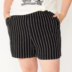 Plus Size Sonoma Goods For Life® Easy Pull-On Shorts -Sonoma Clothing Store 5526465 Black Stripe