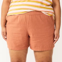 Plus Size Sonoma Goods For Life® Easy Pull-On Shorts -Sonoma Clothing Store 5526465 Mocha Frosting
