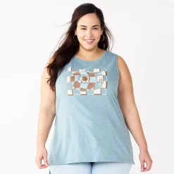 Plus Size Sonoma Goods For Life® Graphic Muscle Tank -Sonoma Clothing Store 5529302 Blue Record