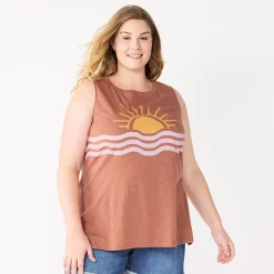 Plus Size Sonoma Goods For Life® Graphic Muscle Tank -Sonoma Clothing Store 5529302 Brown Sunset