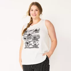Plus Size Sonoma Goods For Life® Graphic Muscle Tank -Sonoma Clothing Store 5529302 Floral Stripe