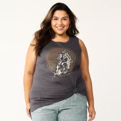 Plus Size Sonoma Goods For Life® Graphic Muscle Tank -Sonoma Clothing Store 5529302 Grey Cowboy