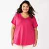Plus Size Sonoma Goods For Life® V-Neck Tunic Tee -Sonoma Clothing Store 5532474 Berry