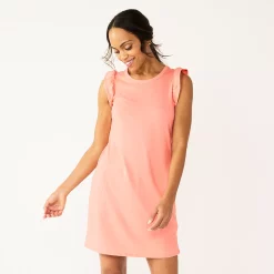 Women's Sonoma Goods For Life® Ruffle Sleeveless Knit Dress -Sonoma Clothing Store 5535468 Coral