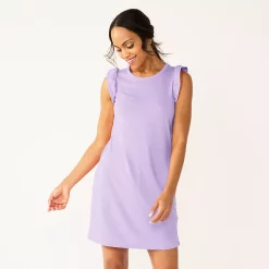 Women's Sonoma Goods For Life® Ruffle Sleeveless Knit Dress -Sonoma Clothing Store 5535468 Purple