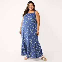 Women's Sonoma Goods For Life® Tiered Maxi Dress -Sonoma Clothing Store 5539034 Navy Floral