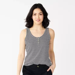 Women's Sonoma Goods For Life® Striped Henley Tank 14 Women's Sonoma Goods For Life® Striped Henley Tank -Sonoma Clothing Store 5542172 Black White Strip E