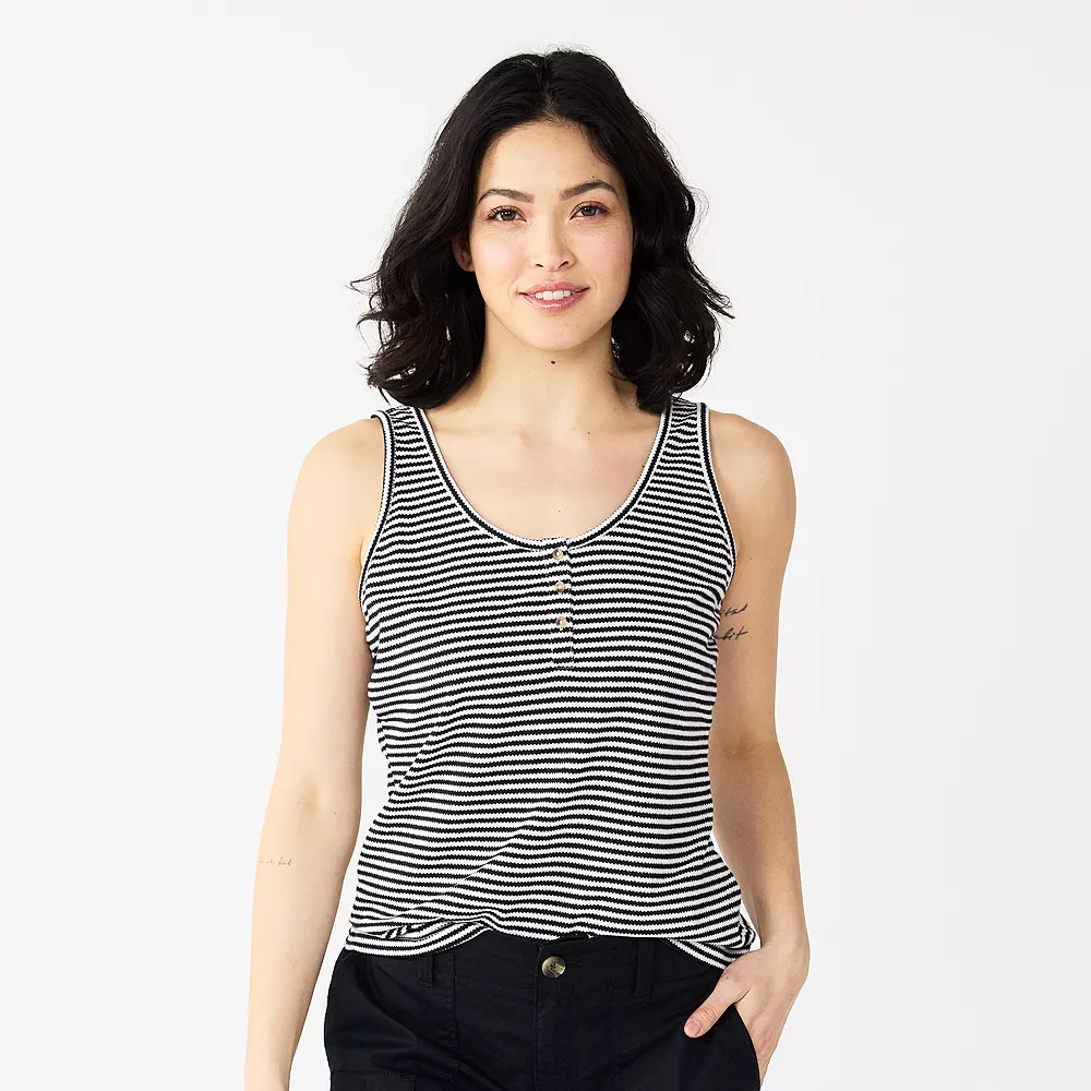 Women's Sonoma Goods For Life® Striped Henley Tank 5 Women's Sonoma Goods For Life® Striped Henley Tank - Image 3