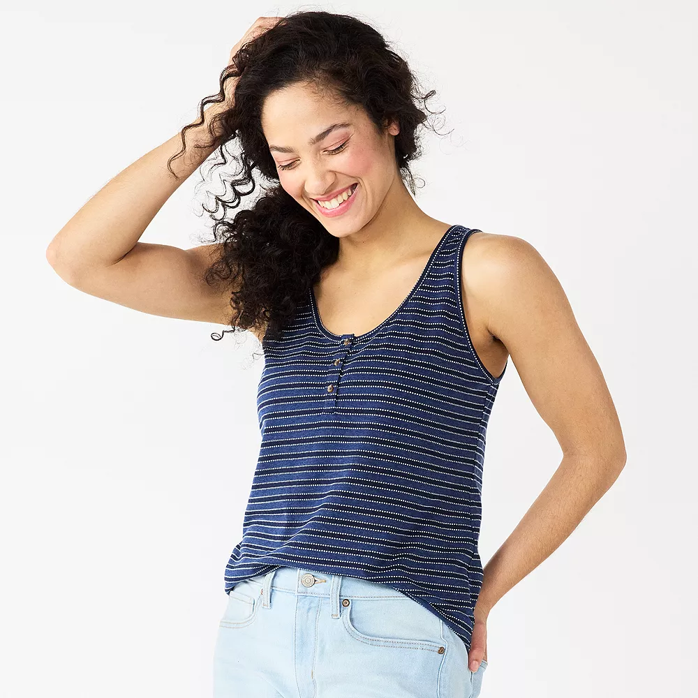 Women's Sonoma Goods For Life® Striped Henley Tank 4 Women's Sonoma Goods For Life® Striped Henley Tank - Image 2