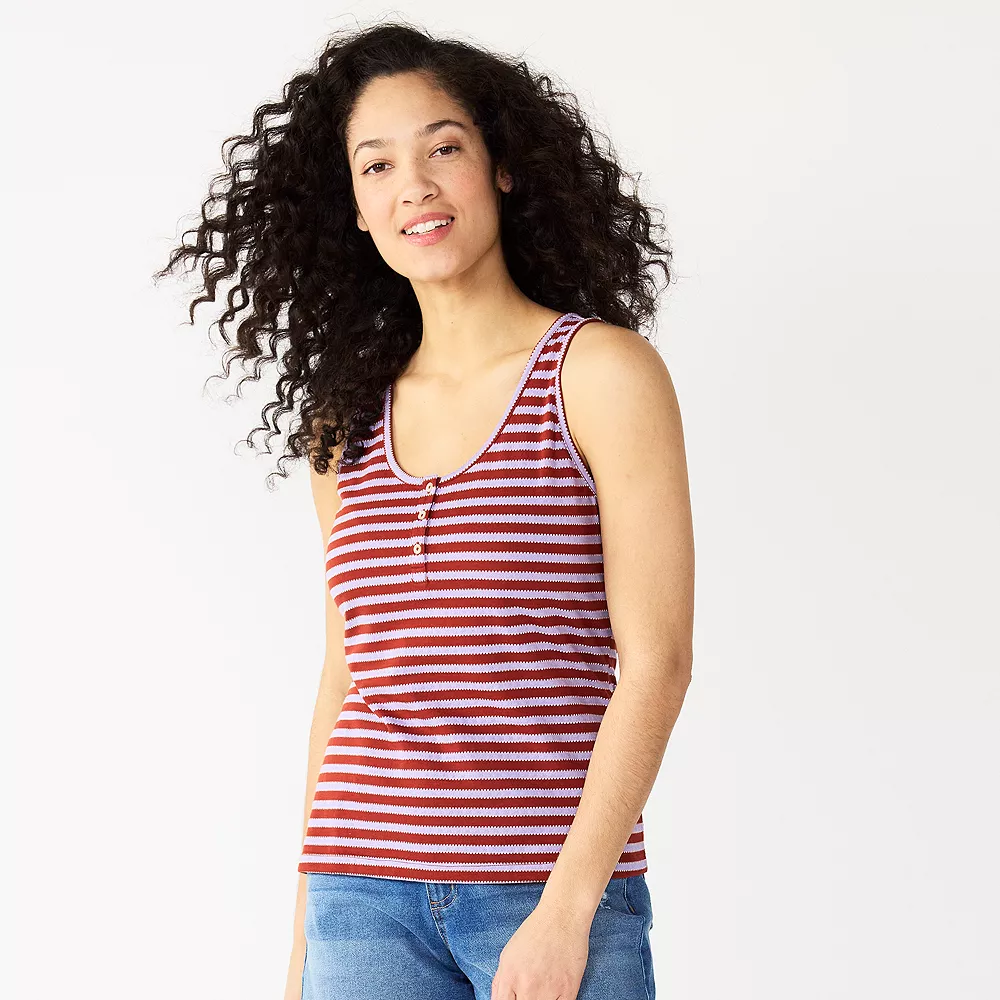 Women's Sonoma Goods For Life® Striped Henley Tank 10 Women's Sonoma Goods For Life® Striped Henley Tank - Image 8