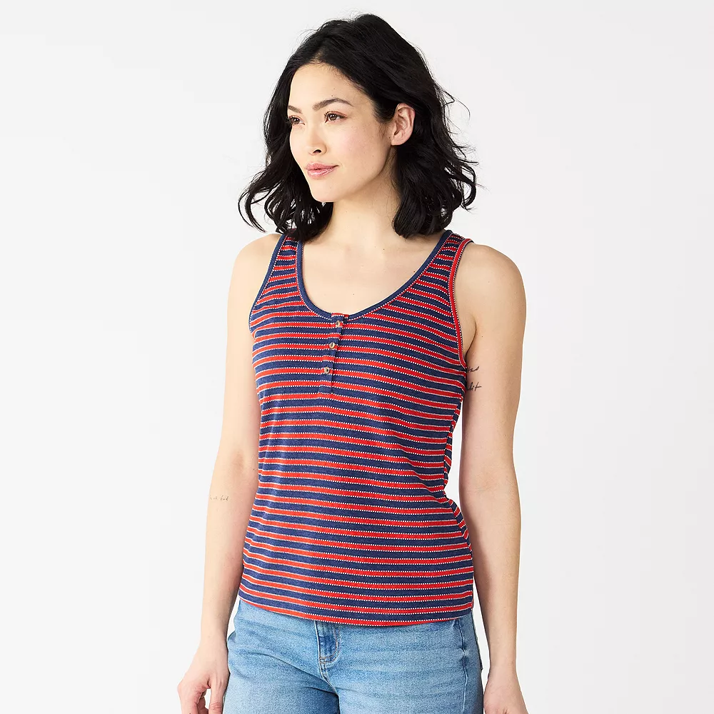 Women's Sonoma Goods For Life® Striped Henley Tank 6 Women's Sonoma Goods For Life® Striped Henley Tank - Image 4
