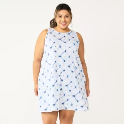 Plus Size Sonoma Goods For Life® Pocket Sleeveless Swing Dress -Sonoma Clothing Store 5546108 Blue Dye