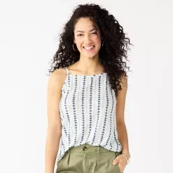 Women's Sonoma Goods For Life® Squareneck Camisole -Sonoma Clothing Store 5546411 Light Blue Flower Stri