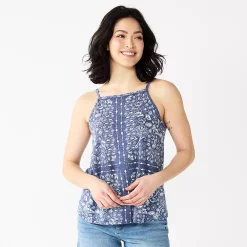 Women's Sonoma Goods For Life® Squareneck Camisole -Sonoma Clothing Store 5546411 Navy Bandana