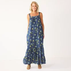 Women's Sonoma Goods For Life® Tiered Maxi Dress -Sonoma Clothing Store 5547161 Navy Floral