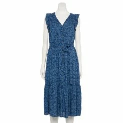 Women's Sonoma Goods For Life® Ruffle Midi Dress -Sonoma Clothing Store 5547162 Navy Floral