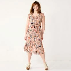 Women's Sonoma Goods For Life® Ruffle Midi Dress -Sonoma Clothing Store 5547162 Pink Floral