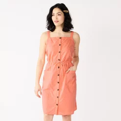 Women's Sonoma Goods For Life® Print Button-Front Tank Dress -Sonoma Clothing Store 5547163 Peach Embroidery