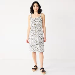 Women's Sonoma Goods For Life® Print Button-Front Tank Dress -Sonoma Clothing Store 5547163 White Floral