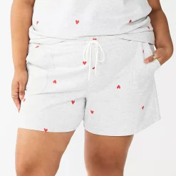 Plus Size Sonoma Goods For Life® Drawstring Fleece Shorts -Sonoma Clothing Store 5549511 Gray Hearts