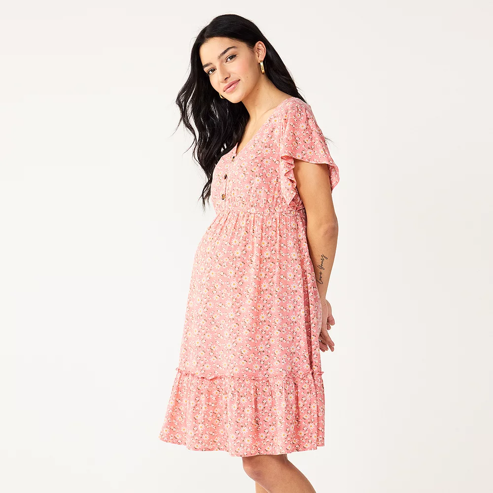 Maternity Sonoma Goods For Life® Flutter-Sleeve Tiered Dress 4 Maternity Sonoma Goods For Life® Flutter-Sleeve Tiered Dress - Image 2